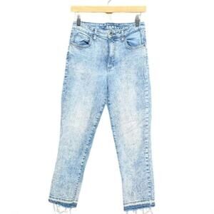 DKNY designer jeans raw hem distressed rugged Western skater grunge relaxed 27